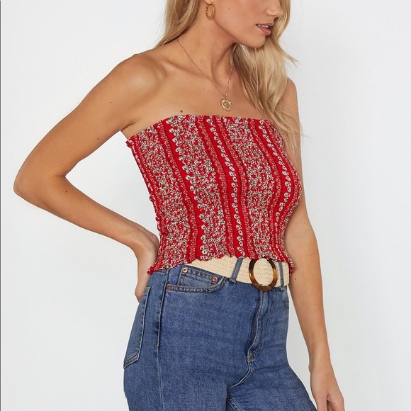 red floral tube top - Picture 2 of 6